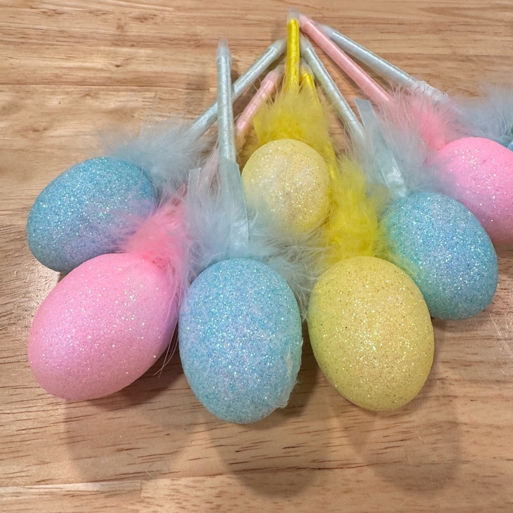 Easter Decorations Colorful Eggs On Sticks